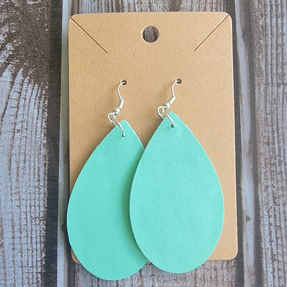 Blue Faux Leather Earrings